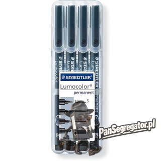Foliopis LUMOCOLOR zestaw 4grubości (0,4; 0,6; 1,0;1,0-2,5mm) czarne S 31-9 WP4GS STAEDTLER