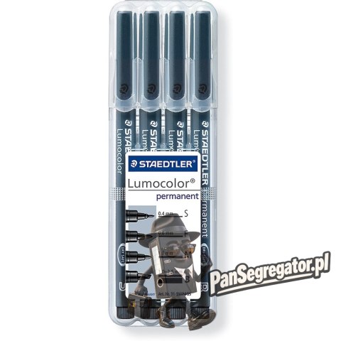 Foliopis LUMOCOLOR zestaw 4grubości (0,4; 0,6; 1,0;1,0-2,5mm) czarne S 31-9 WP4GS STAEDTLER