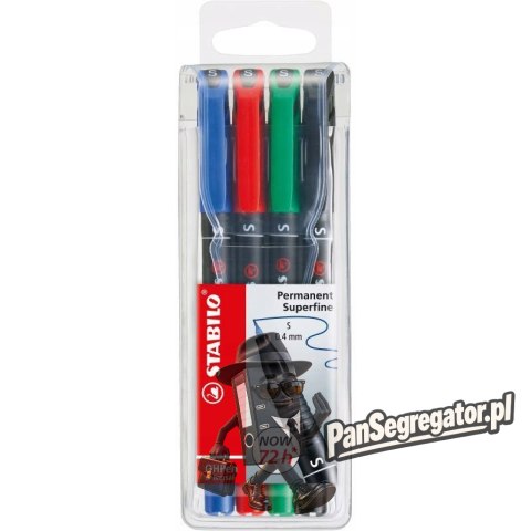 Foliopis STABILO OHPen S niezmywalny 0.4mm 4sztuki.w etui 841/4