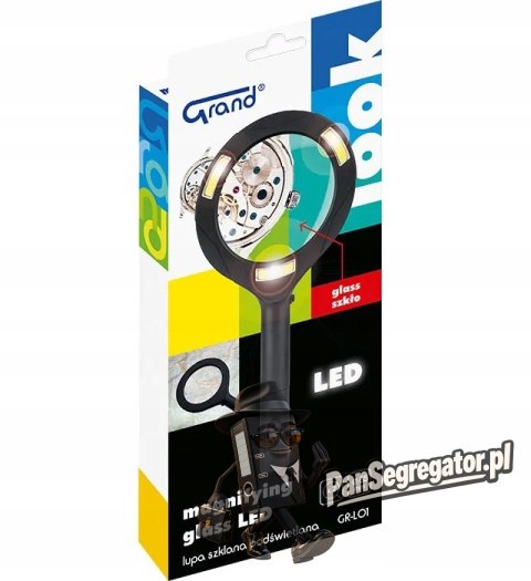 Lupa szklana z podświetleniem LED - szkło powiększające 85mm GR-L01 120-1961 GRAND