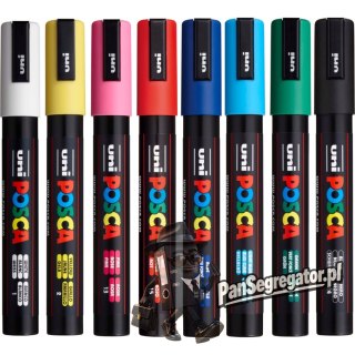 Marker UNI z farbą plakatową Posca PC-5M 8 kolorów