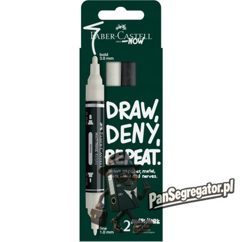 Marker akrylowy Multimark dwie końcówki 2 kolory czarny i biały 186011 Faber-Castell