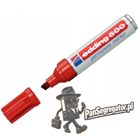 Marker permanentny E-500 czerwony końcówka ścięta2-7mm EDDING
