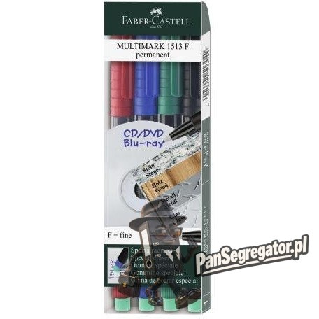 Marker permanentny F 0.6mm 4kolory 151304 FABER-CASTELL
