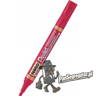 Marker permanentny N860 czerwony ścięta końcówka PENTEL