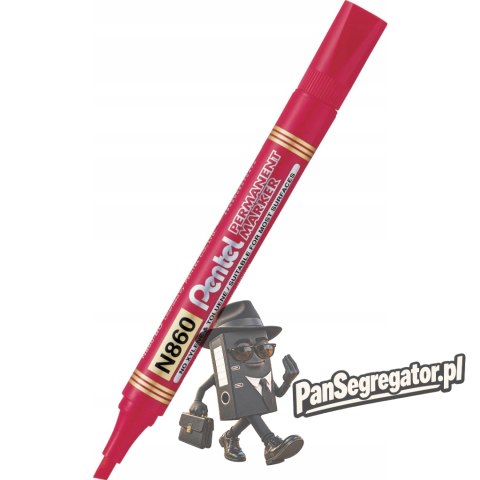 Marker permanentny N860 czerwony ścięta końcówka PENTEL