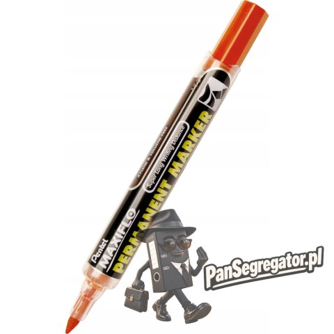 Marker permanentny NLF60 czerwony ścięty z tłoczkiem płynny tusz PENTEL