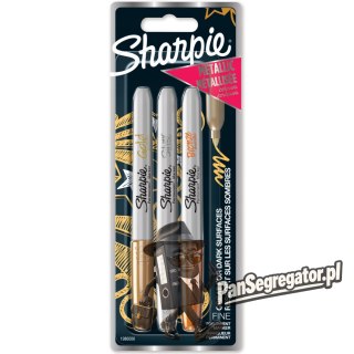 Marker permanentny SHARPIE mix metalic 3szt złoty srebrny brązowy 1986006