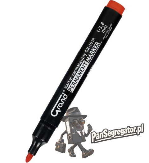 Marker permanentny czerwony (12szt.) okrągła końcówka GRAND GR-103R