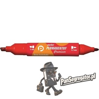Marker permanentny dwustronny czerwony okrągły/ścięty KM502-C2 TETIS