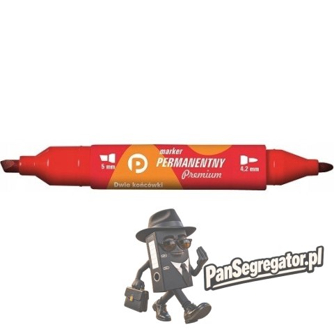 Marker permanentny dwustronny czerwony okrągły/ścięty KM502-C2 TETIS