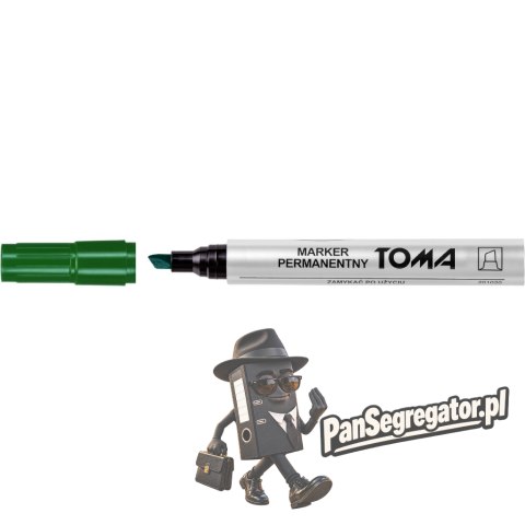 Marker permanentny ścięta końcówka zielonyTO-091 TOMA