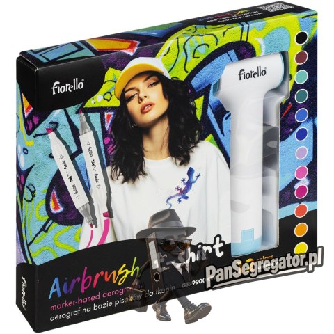 Markery do tkanin + pistolet AIRBRUSH zestaw spray FIORELLO T-shirt GR-9900 170-2865