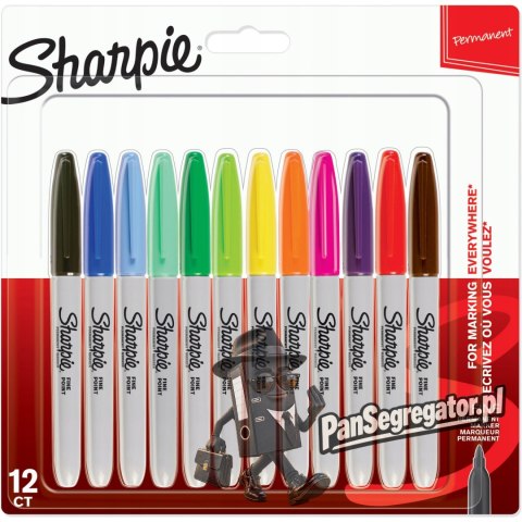 Markery permanentne SHARPIE 12kolorów FINE 2065404
