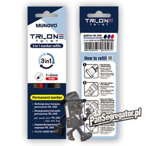 Wkłady do markera permanentnego 3w 1 ( 3 kolory) TT9011 MUNGYO