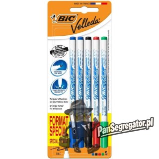 Marker Velleda suchościeralny mix 5 kolorów okrągła końcówka F 9126451 BIC
