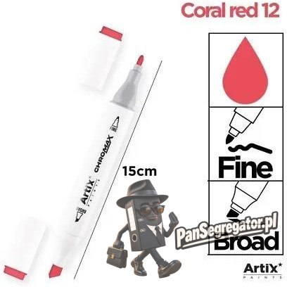 Marker alkoholowy dwustronny CORAL RED PP915-12 ARTIX