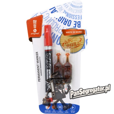 Marker permanentny MEMOBE + 2 ampułki, okrągła końcówka, czerwony MM011-05