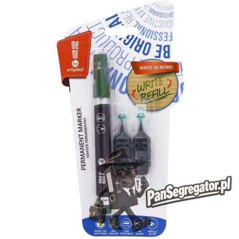Marker permanentny MEMOBE + 2 ampułki, okrągła końcówka, zielony MM011-04