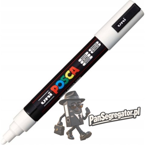 Marker z farbą plakatową UNI Posca PC-5M, nr.1 biały