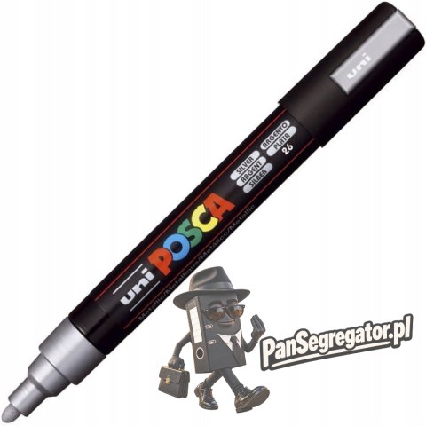 Marker z farbą plakatową UNI Posca PC-5M, nr.26 srebrny