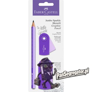 Ołówek JUMBO SPARKLE SLEEVE + temperówka+gumka fiolet blister 11675 Faber-Castell