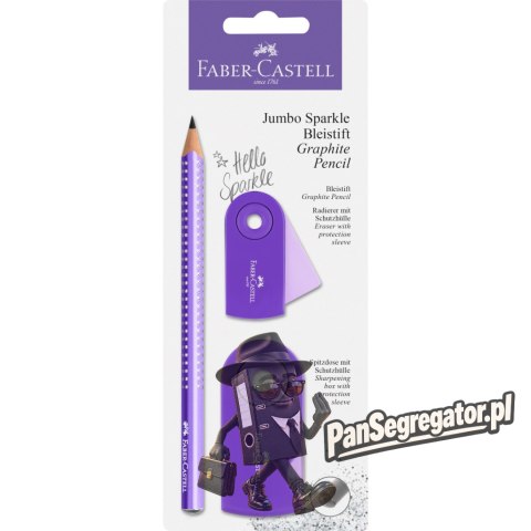 Ołówek JUMBO SPARKLE SLEEVE + temperówka+gumka fiolet blister 11675 Faber-Castell