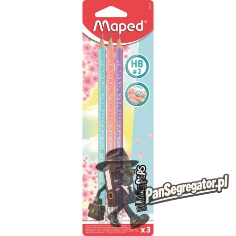 Ołówek z gumką BLACKPEPS pastel HB 3 SZT BLISTER 851719