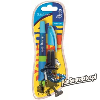 Pióro kulkowe niebieskie obudowa niebieska 0,7mm + 2 razy nabój KP511-NN TETIS