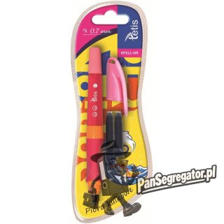 Pióro kulkowe niebieskie obudowa różowa 0,7mm + 2 razy nabój KP511-NR TETIS
