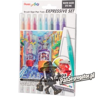 Pisak BRUSH SIGN PEN TWIN LANDSCAPE kpl. 8szt. SESW30C-8LS PENTEL