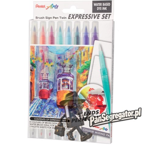 Pisak BRUSH SIGN PEN TWIN LANDSCAPE kpl. 8szt. SESW30C-8LS PENTEL