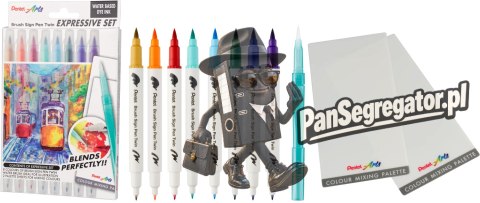 Pisak BRUSH SIGN PEN TWIN LANDSCAPE kpl. 8szt. SESW30C-8LS PENTEL