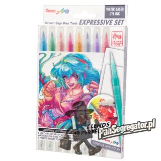 Pisak BRUSH SIGN PEN TWIN MANGA kpl.8szt. SESW30C-ST8MGPL PENTEL