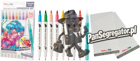 Pisak BRUSH SIGN PEN TWIN MANGA kpl.8szt. SESW30C-ST8MGPL PENTEL