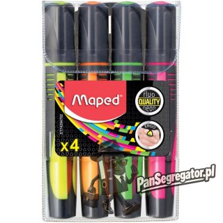 Zakreślacz FLUO PEPS max mix 4 kolorów etui pud. z zaw. MAPED 742947
