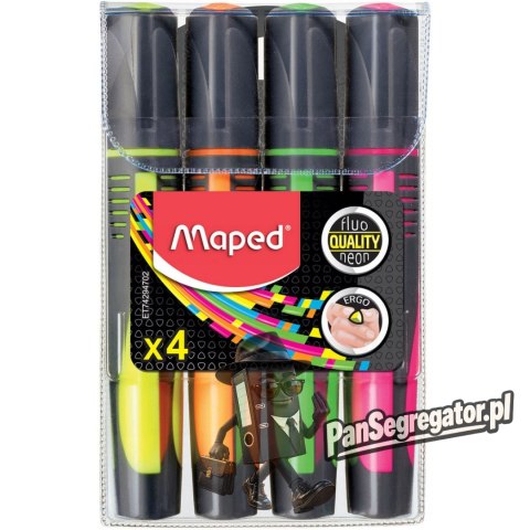 Zakreślacz FLUO PEPS max mix 4 kolorów etui pud. z zaw. MAPED 742947