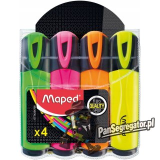 Zakreślacz FLUO PEPS mix kolorów 4szt etui z zawieszką 742547 MAPED