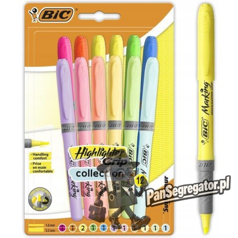 Zakreślacz HIGHLIGHTER GRIP 6x pastel, 6x neon 992562 BIC
