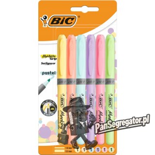Zakreślacz HIGHLIGHTER GRIP pastelowe kolory opakowanie 6 kolorów 992561 BIC