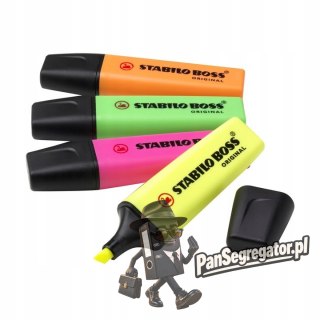 Zakreślacz STABILO BOSS 4szt.neon w etui z wieszaczkiem 70/4