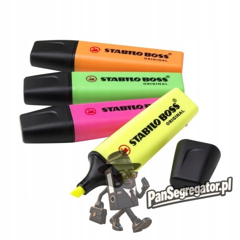 Zakreślacz STABILO BOSS 4szt.neon w etui z wieszaczkiem 70/4