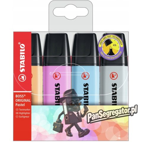 Zakreślacz STABILO BOSS ORIGINAL Pastel (4 szt.) 70/4-4