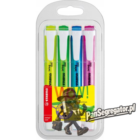 Zakreślacz STABILO SWING COOL zestaw 4szt. w etui 275/4