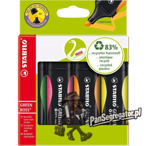 Zakreślacz STABILO green BOSS etui 4szt 6070/4