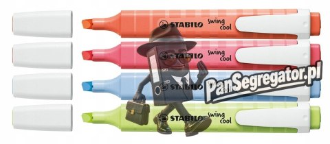 Zakreślacz STABILO swing cool pastel 4 szt. nowe kolory w etui 275/4-08-1