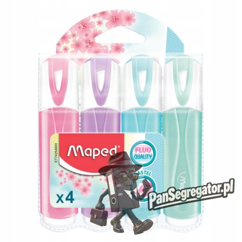Zakreślacz fluo peps pastel mix kolorów 4 szt etui pud. z zaw 742546 MAPED