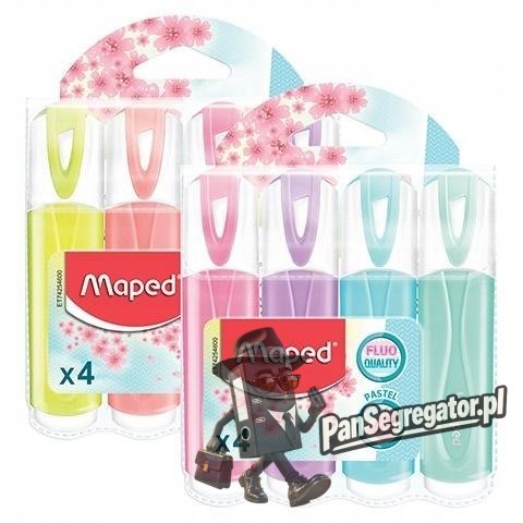 Zakreślacz fluo peps pastel mix kolorów 4 szt etui pud. z zaw 742546 MAPED