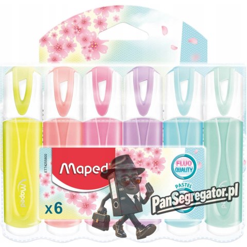 Zakreślacz fluo peps pastel mix kolorów 6 szt etui pud. z zaw 742558 MAPED