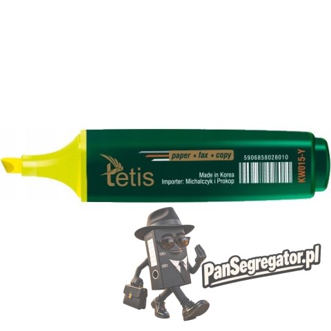Zakreślacz płaski żółty KW015-Y TETIS